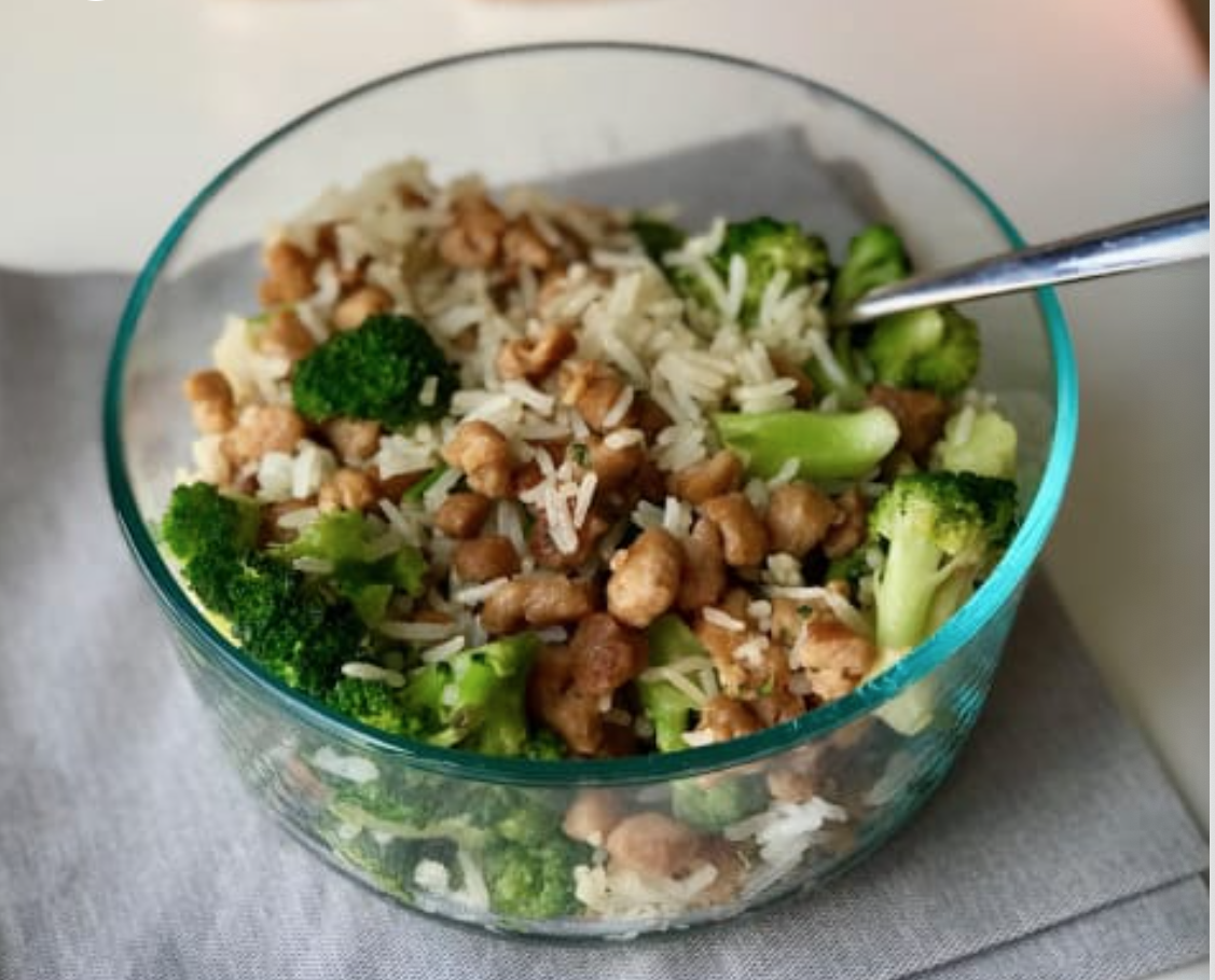 Soja Texturizada con Brócoli y Arroz